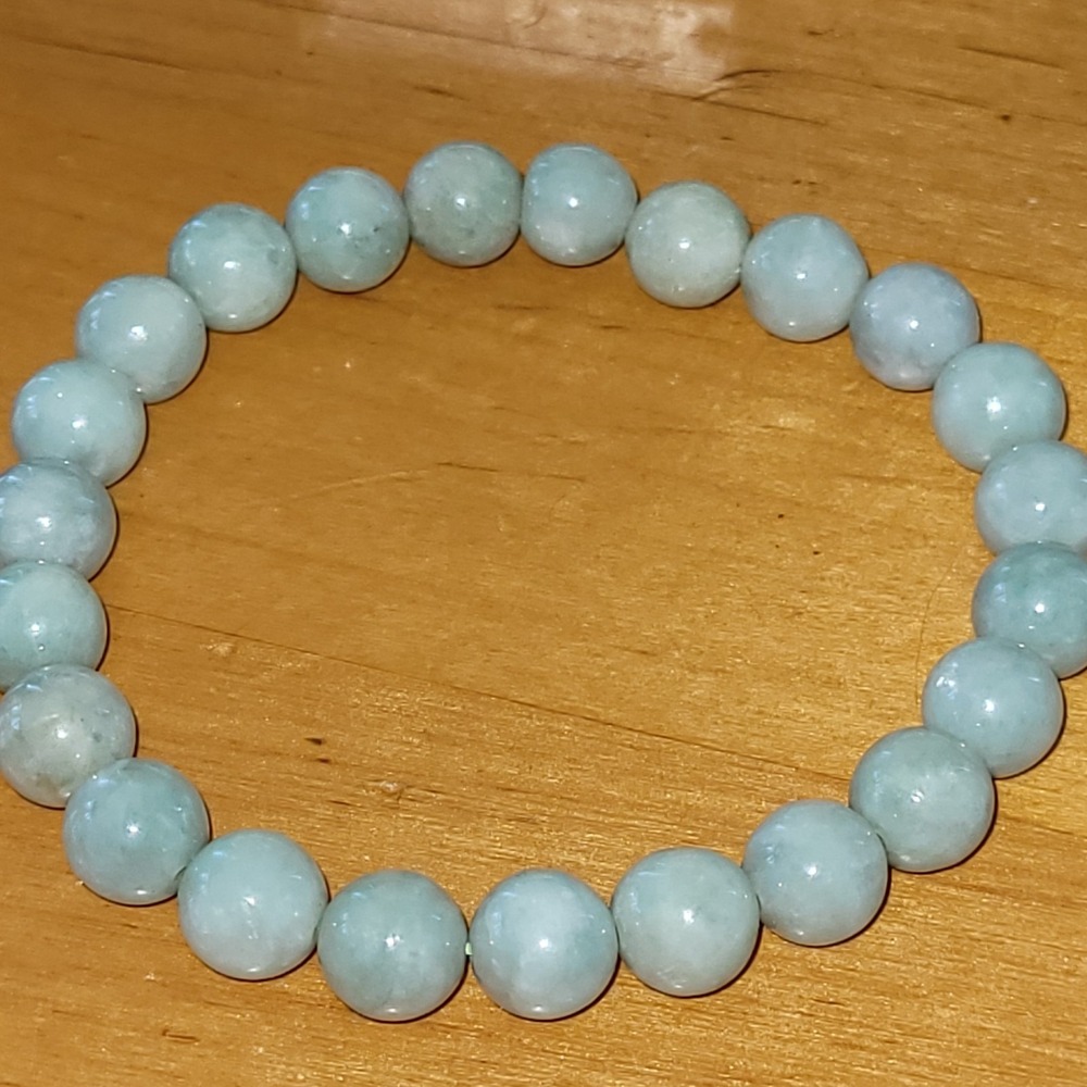 Vintage Translucent Light Green Jadeite Bead Stretch Bracelet 23g